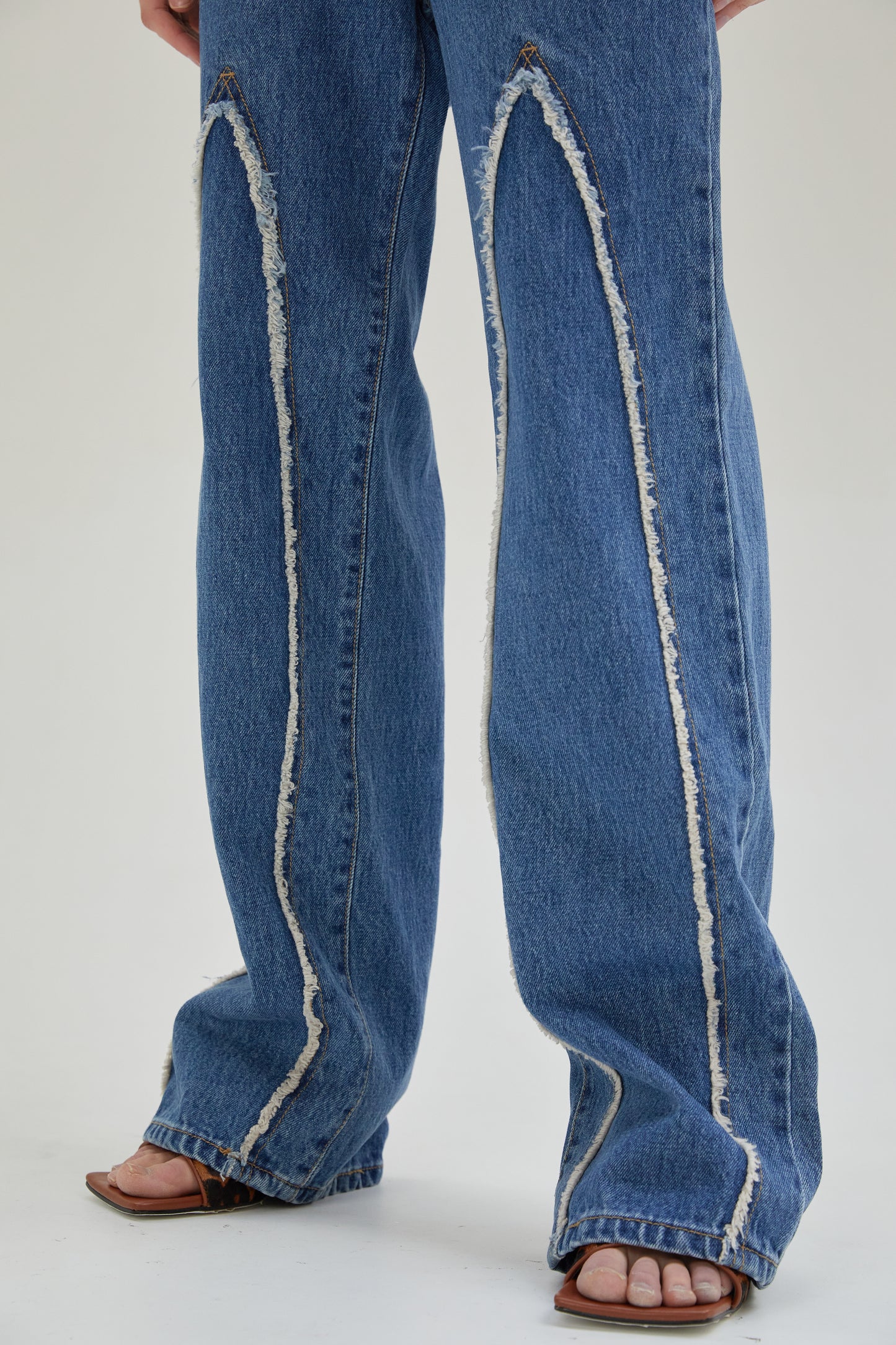 Frayed Cut Jeans, Blue