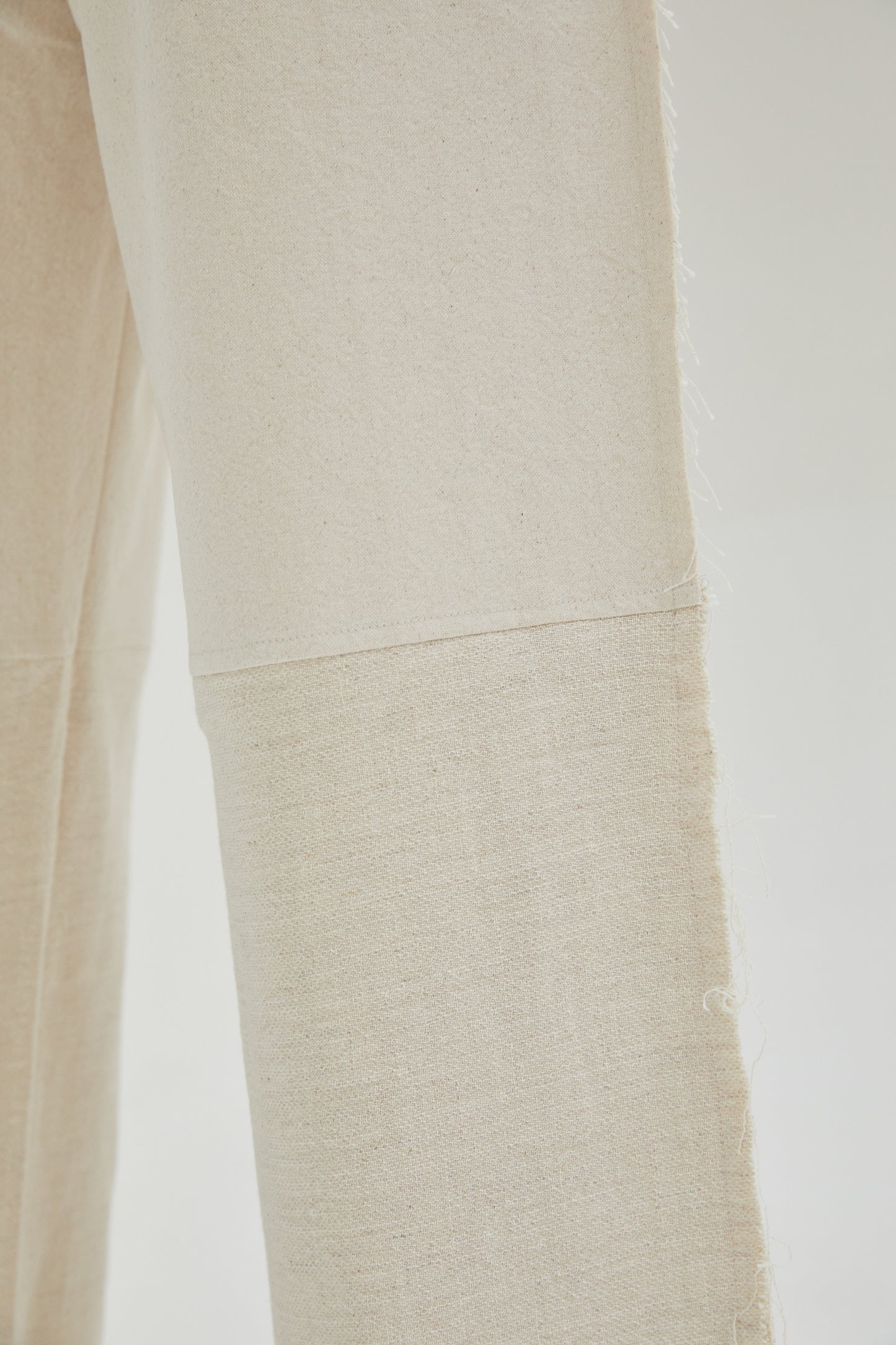 Raw Edge Linen Paneled Pants, Creme