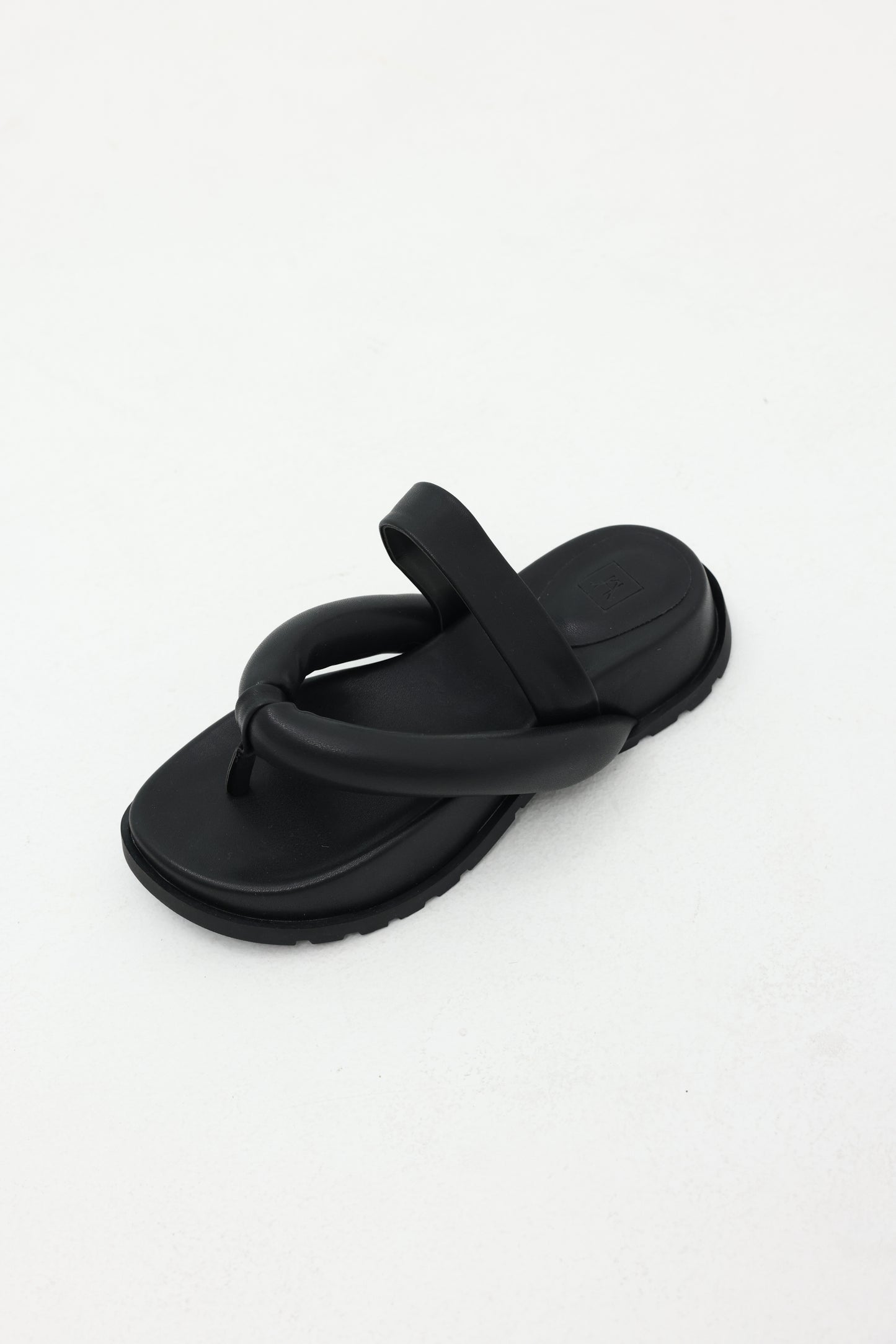 Padded Oversized Thong Sandals, Black