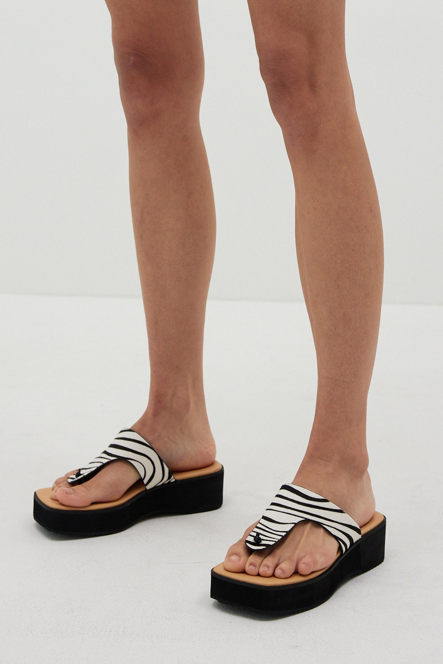 Faux Calf Hair Platform Sandals, Zebra