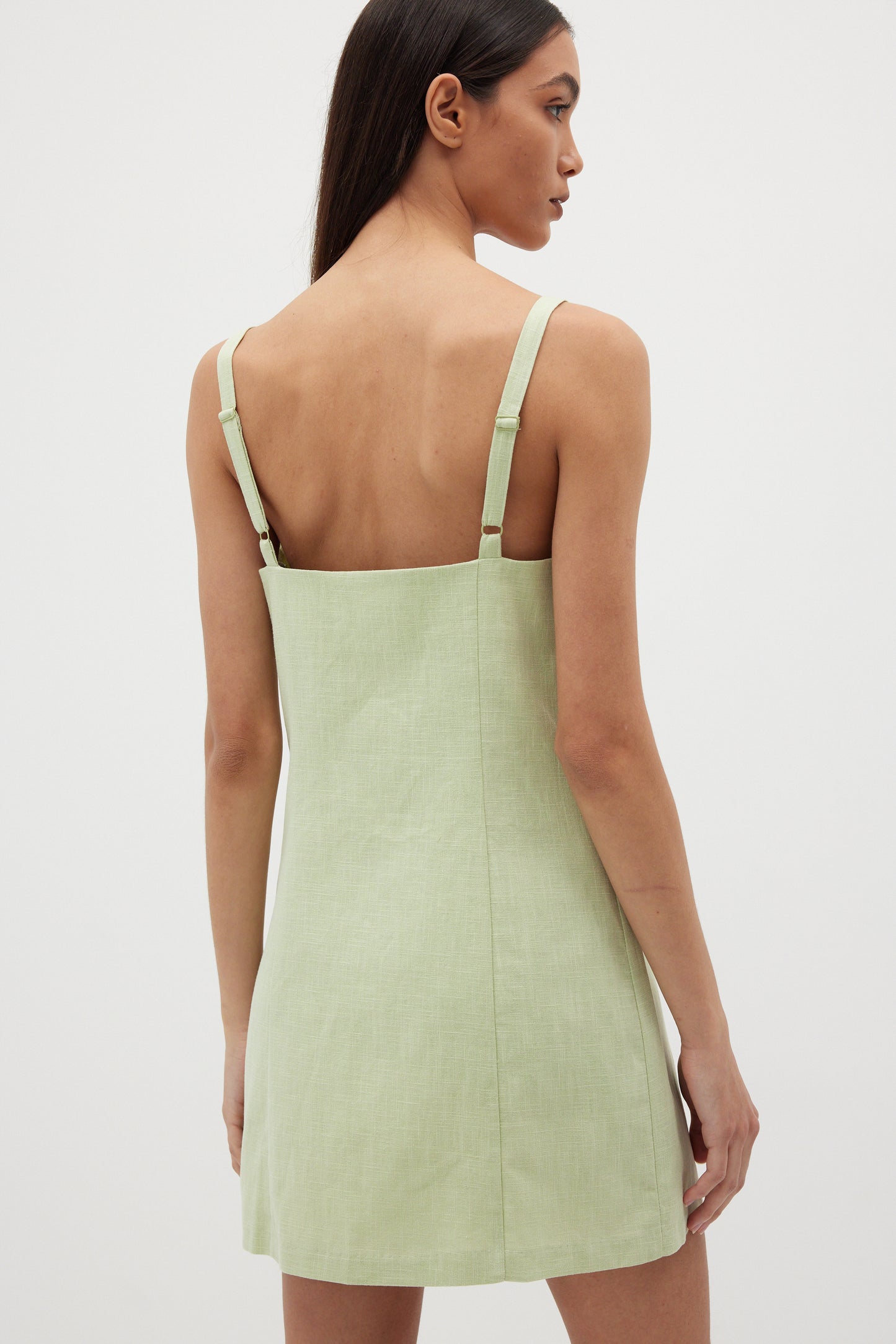 Linen Slip Dress, Avocado