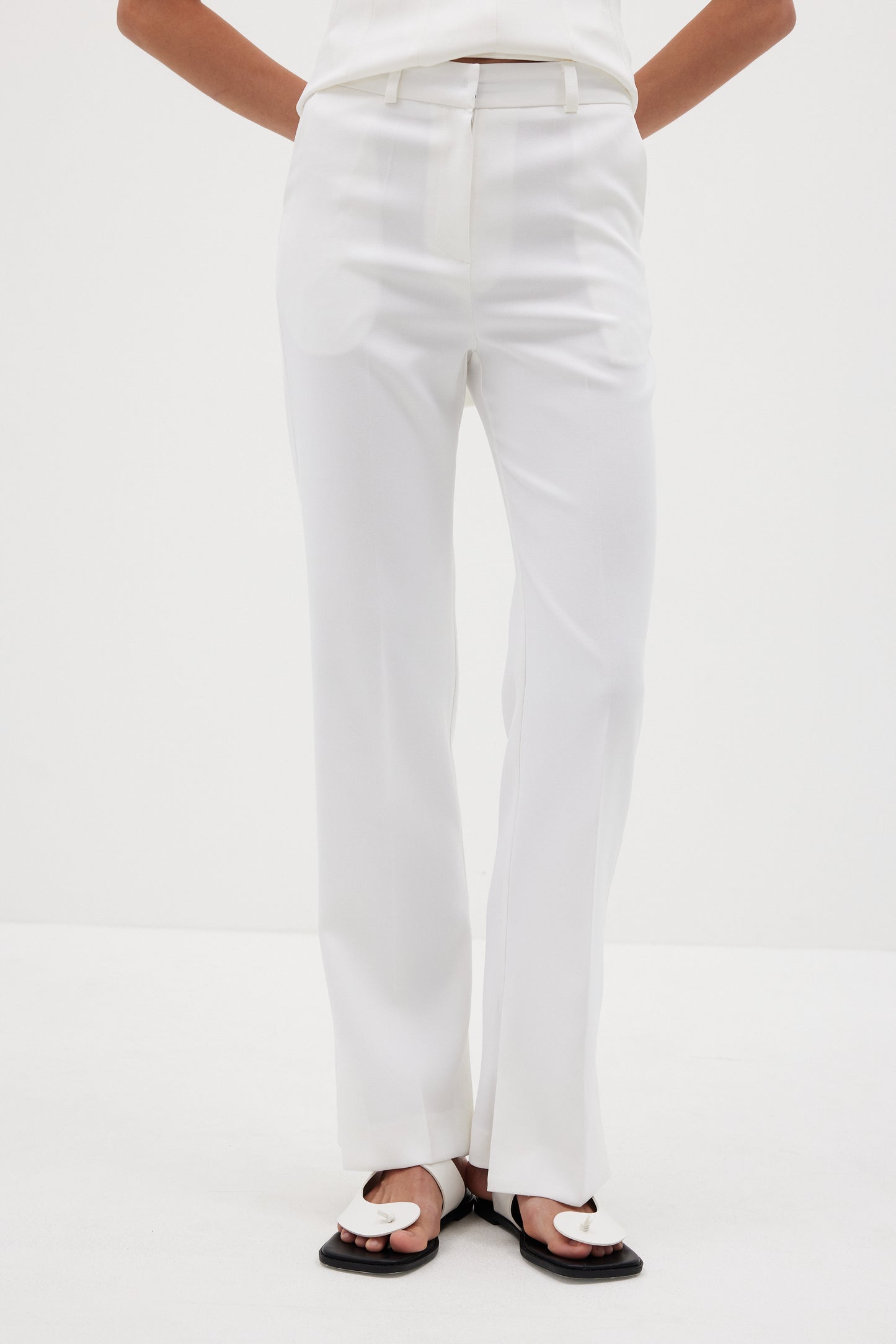 Side Slit Suit Trousers, Porcelain