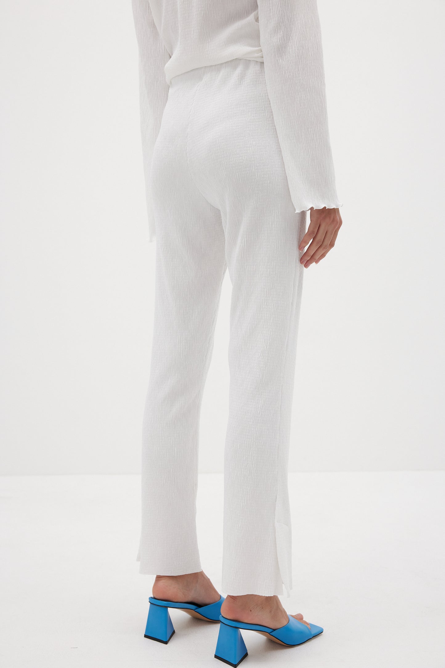 Straight Leg Pleated Pants, Pure White