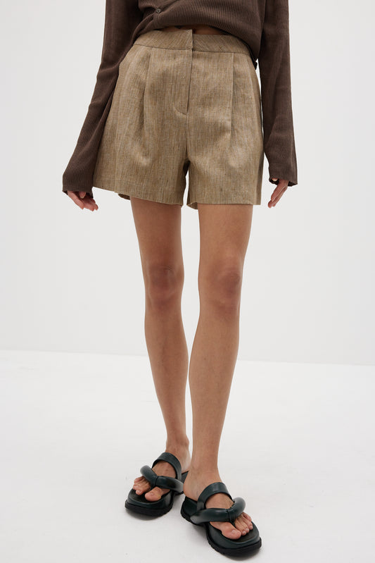 Fine Linen Suit Shorts, Sand Castle