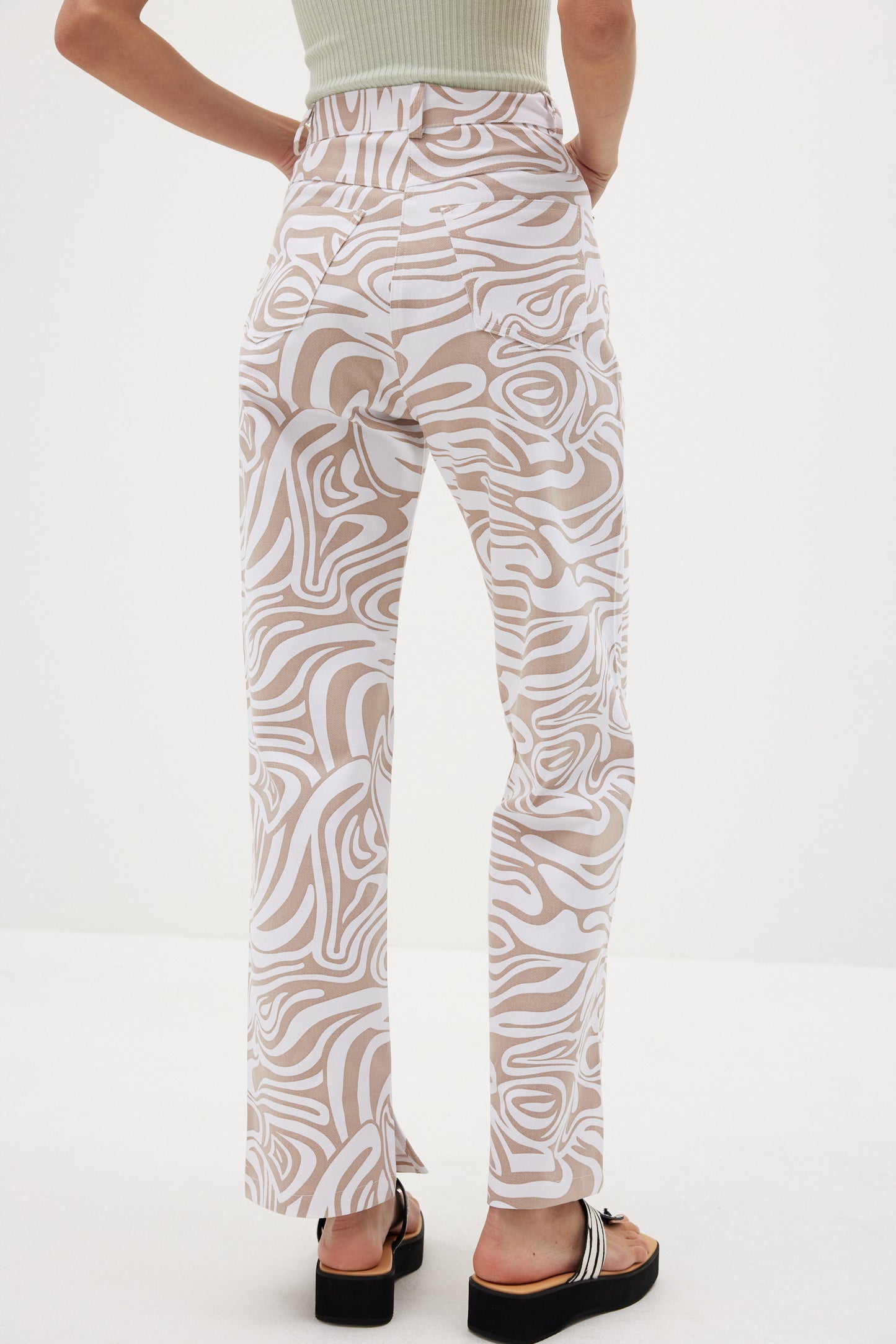 Ocean Wave Print Pants, Clay