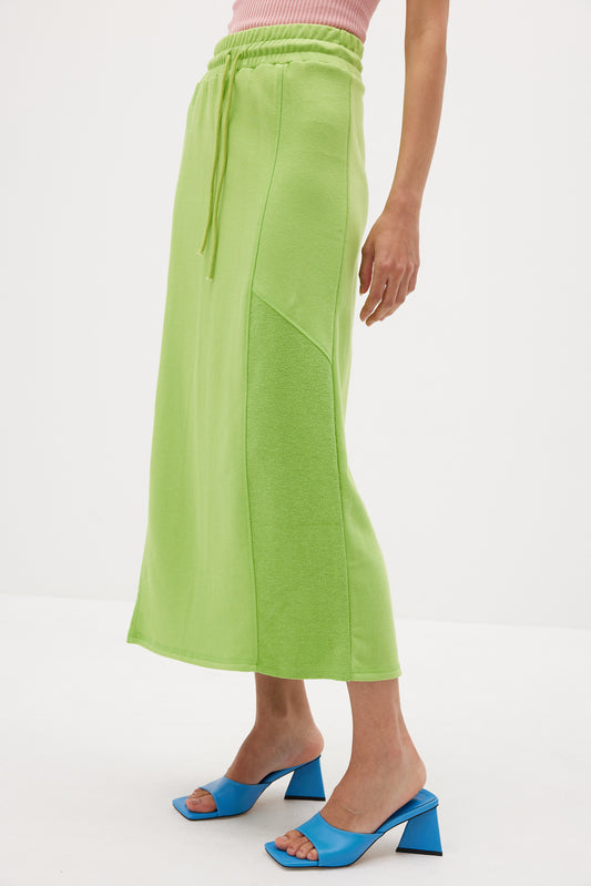 Towel Midi Skirt, Chartreuse
