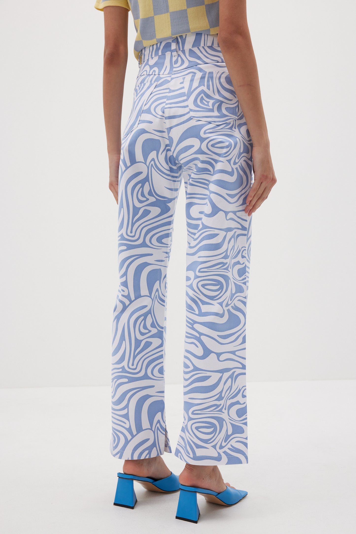 Ocean Wave Print Pants, Cornflower