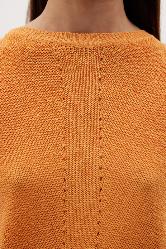 Relaxed Sleeveless Knit Top, Tangerine
