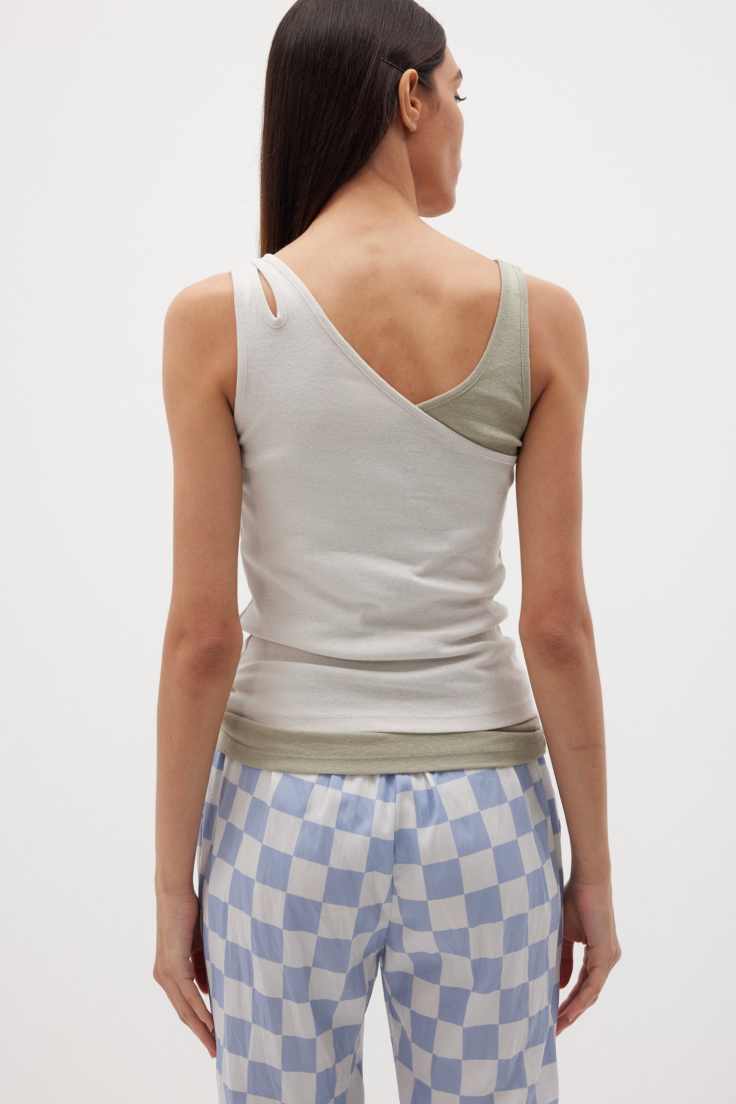 Double Layer Combo Tank, Sage & Ivory