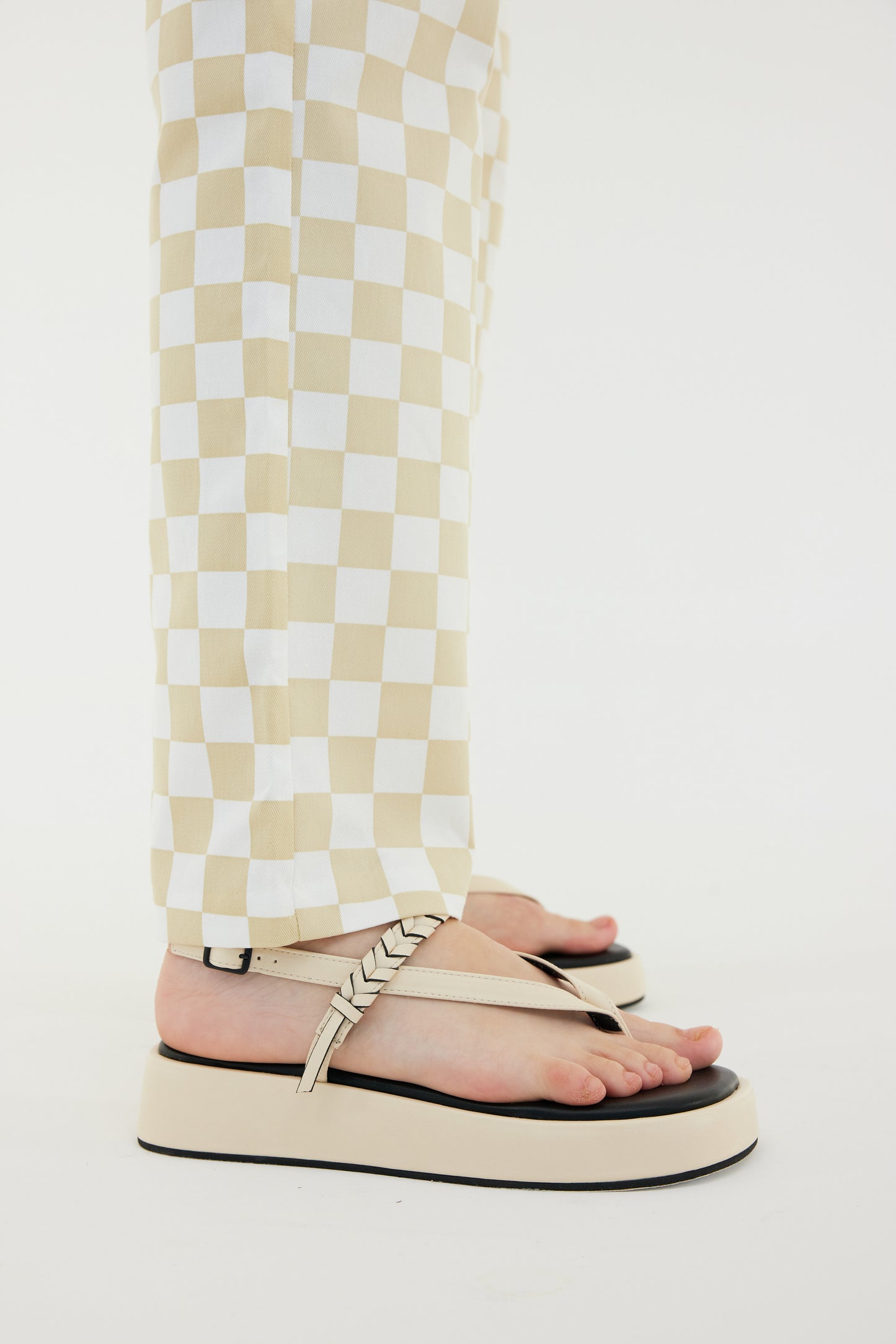Braided Thong Sandals, Cream