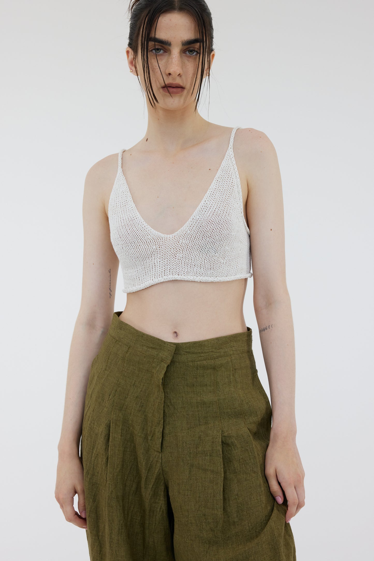 Recycled Paper Knit Bralette, Rice
