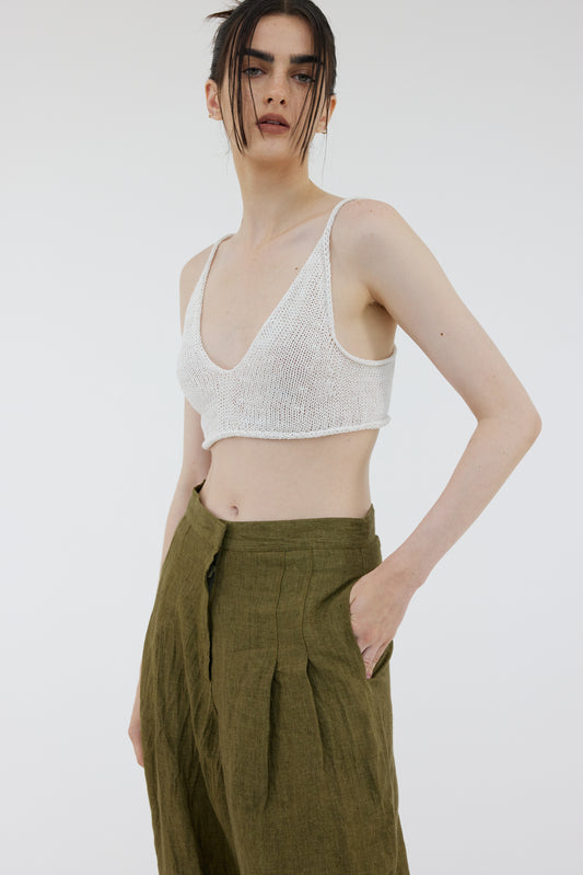 Recycled Paper Knit Bralette, Rice
