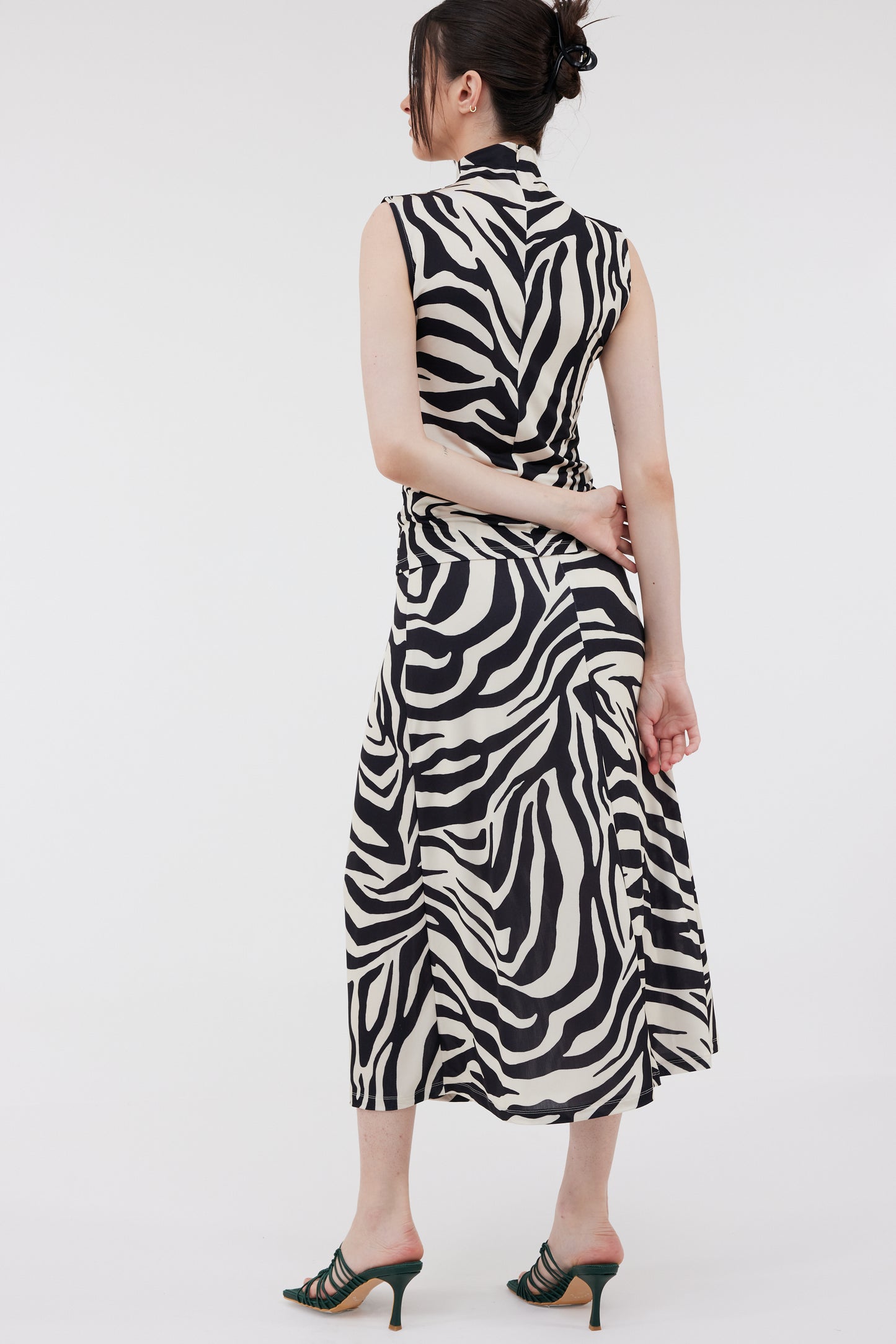 Lark Jersey Midi Skirt, Zebra