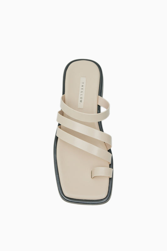 Strappy Flat Sandals, Ivory
