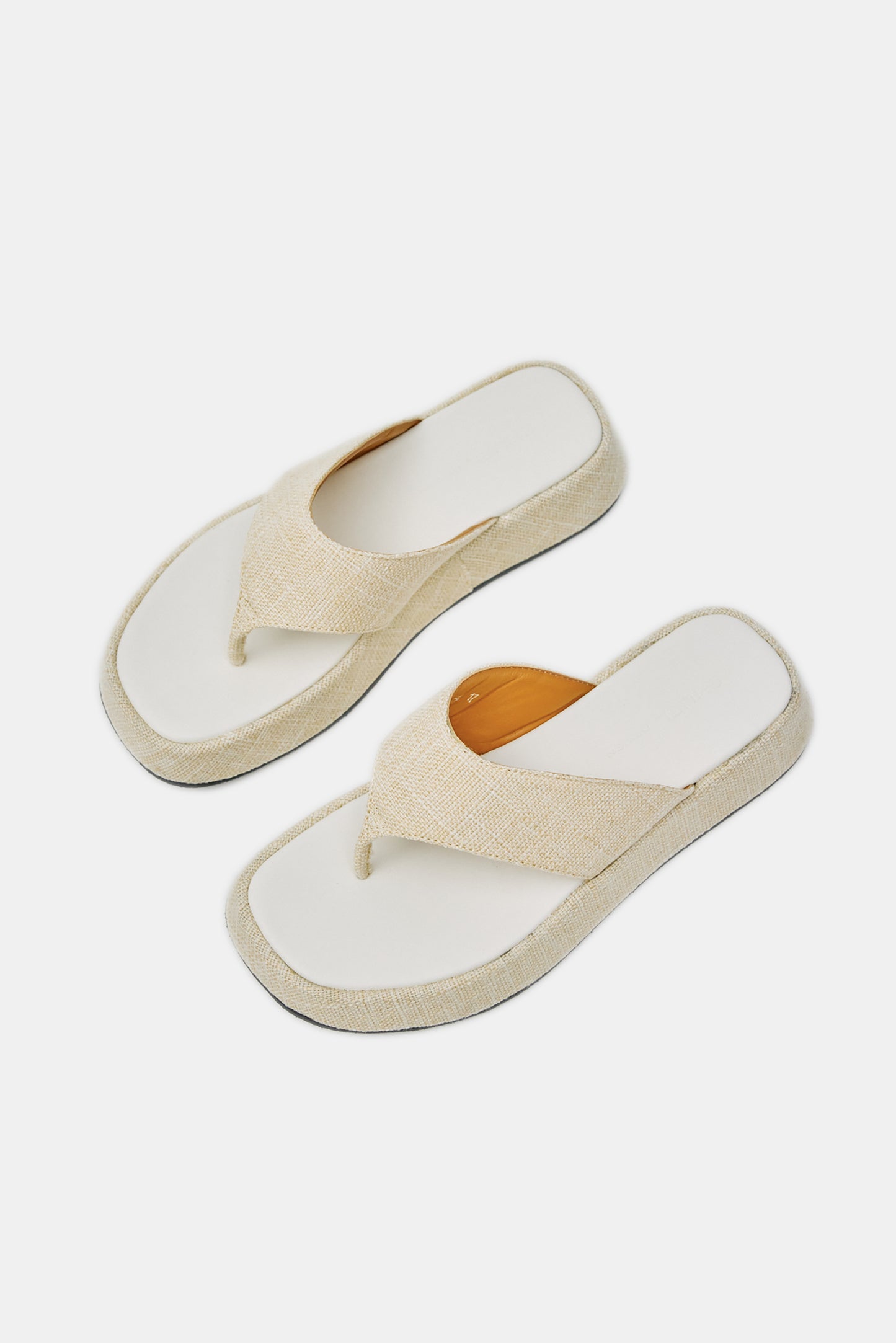 Linen Platform Sandals, Oatmeal