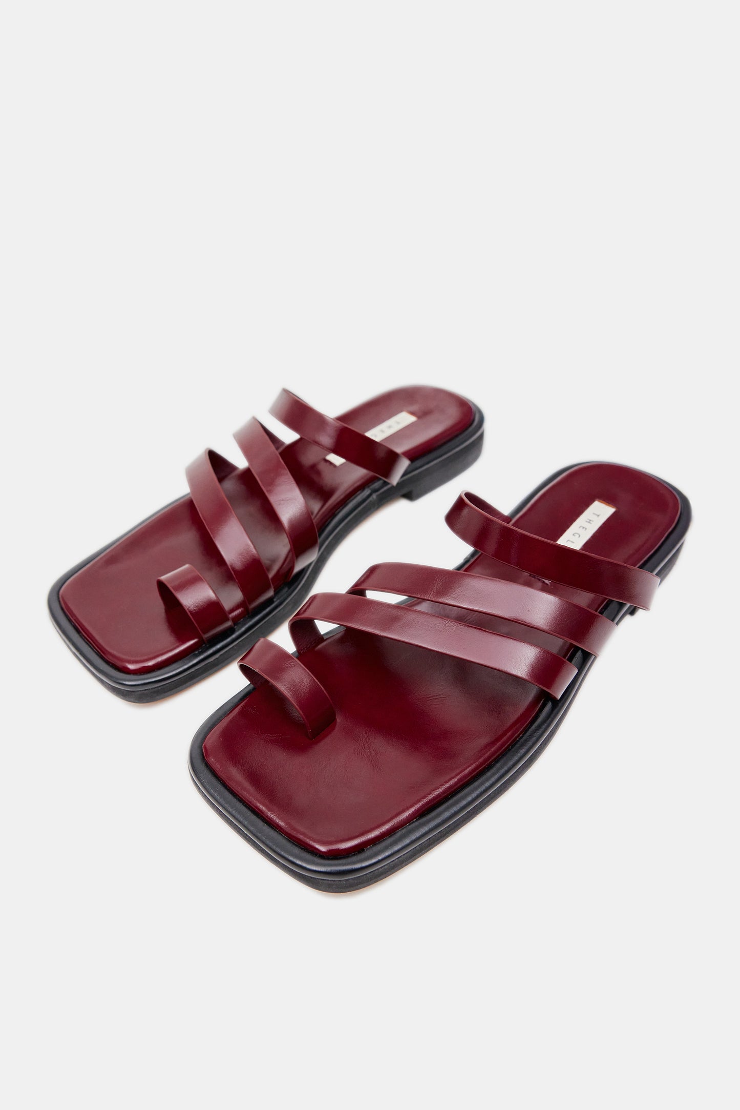 Strappy Flat Sandals, Maroon