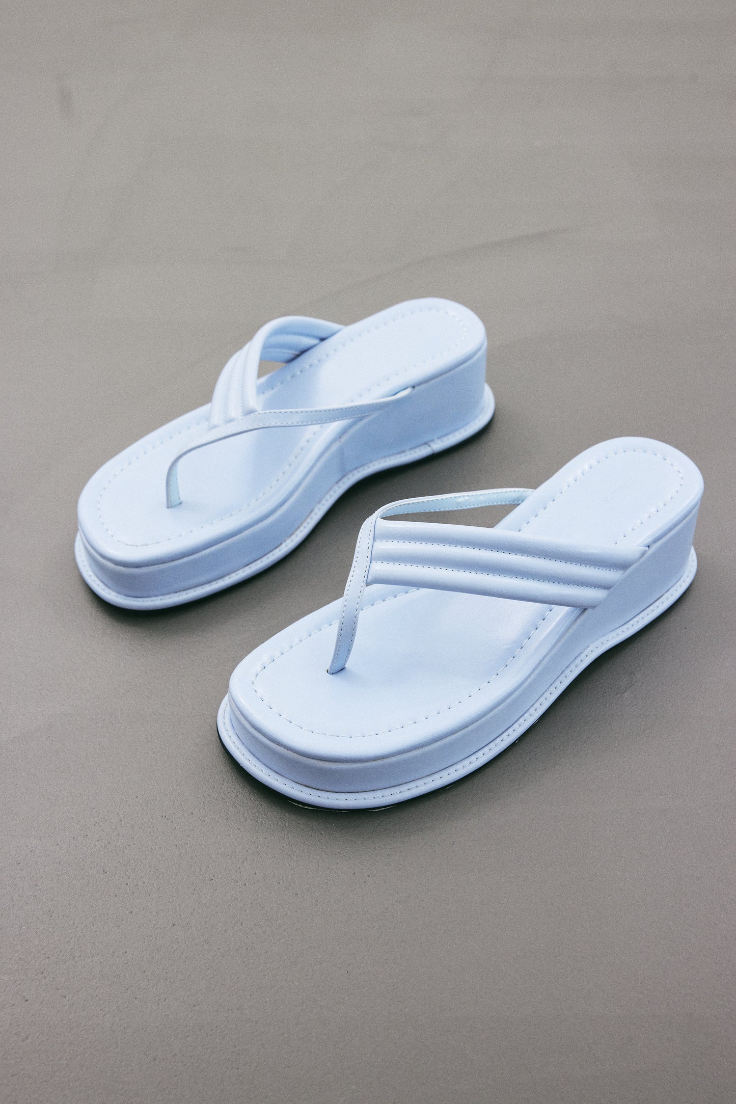 Flat Quilted Sandals, Blue Frost