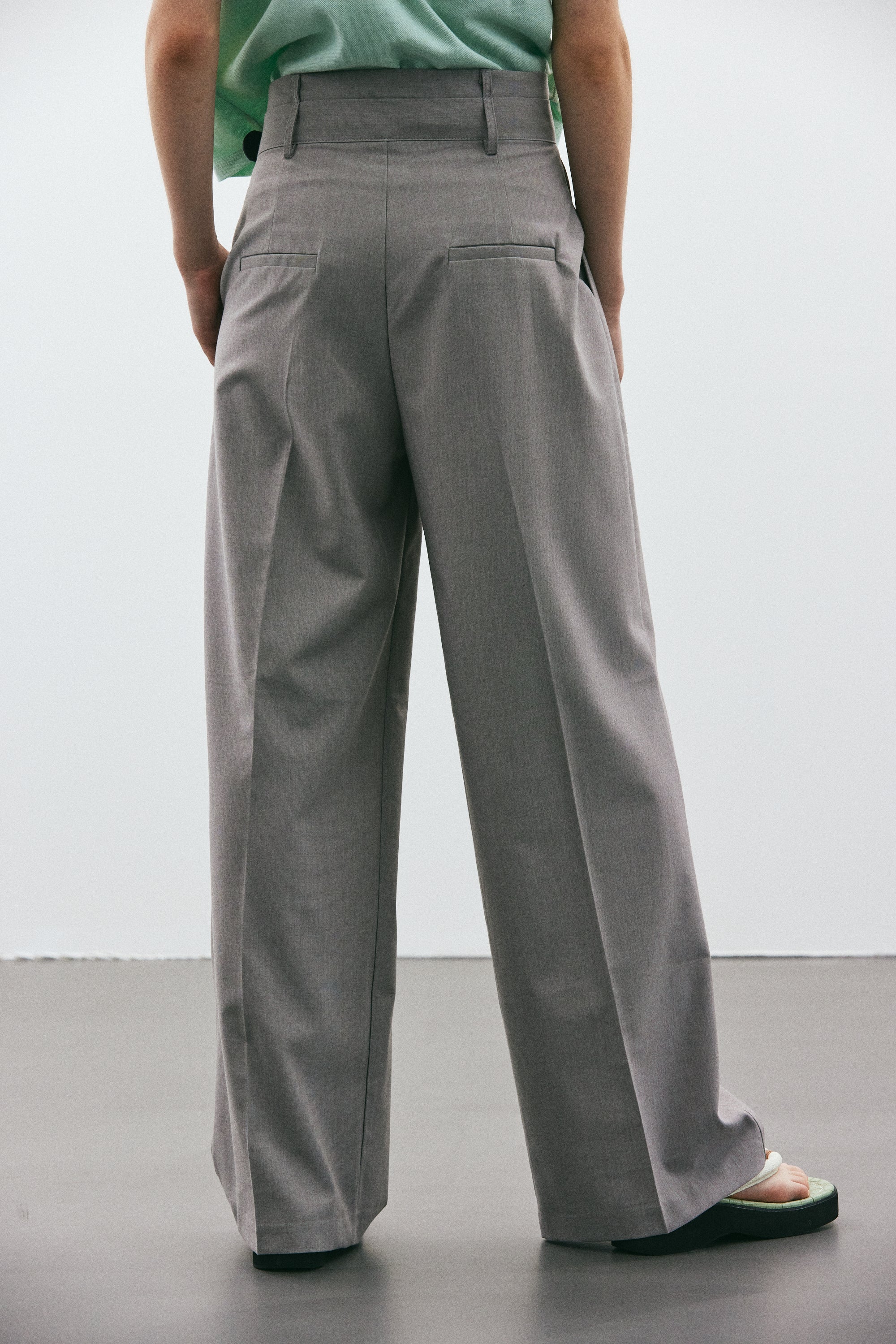 Half Belted Trousers, Pewter