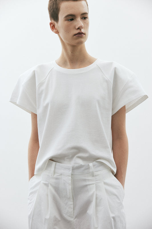 Padded Shoulder Sport Tee, Pure White