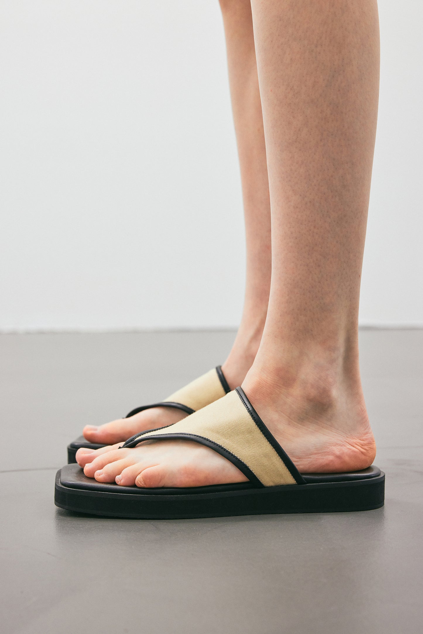 Fabric Platform Sandals, Beige