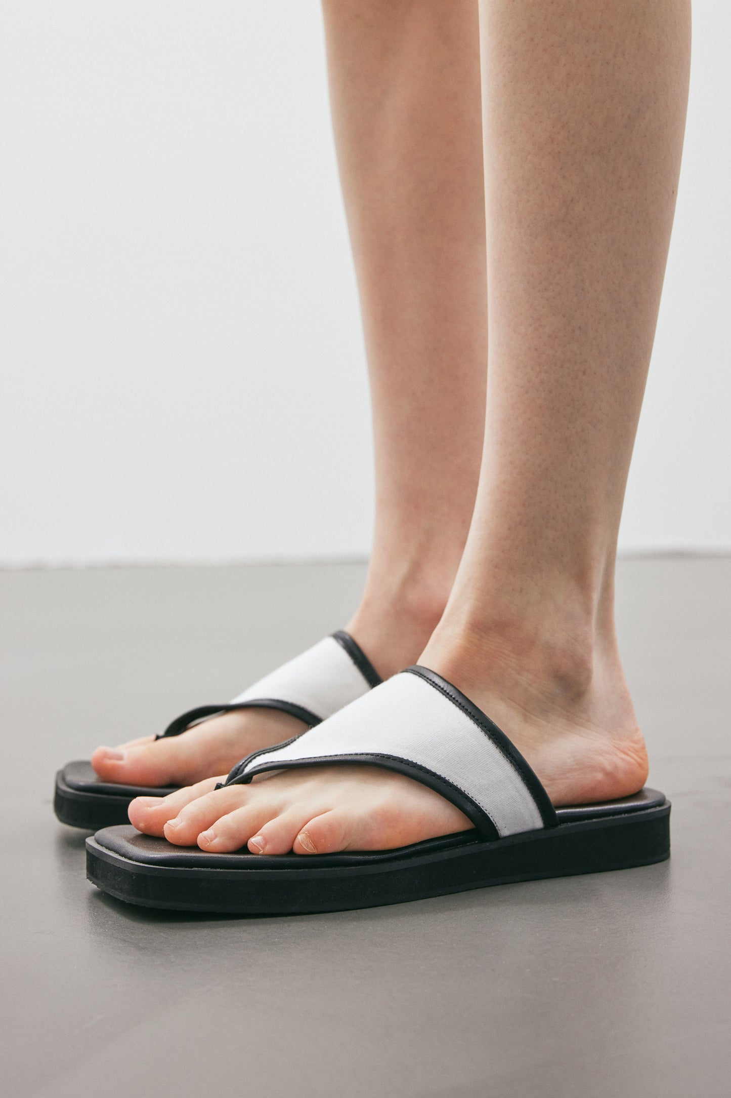Fabric Platform Sandals, White