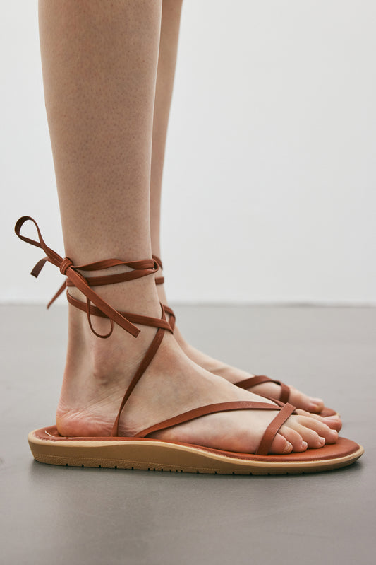 Tied Strappy Sandals, Terra Cotta