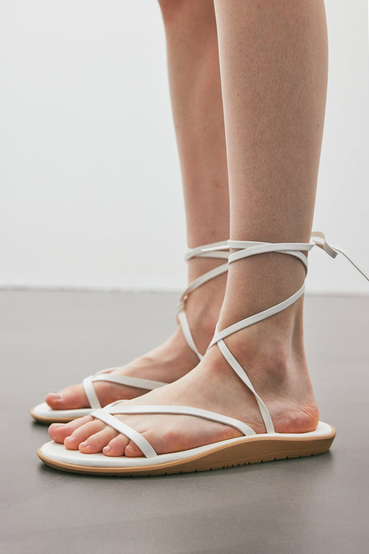 Tied Strappy Sandals, Ivory