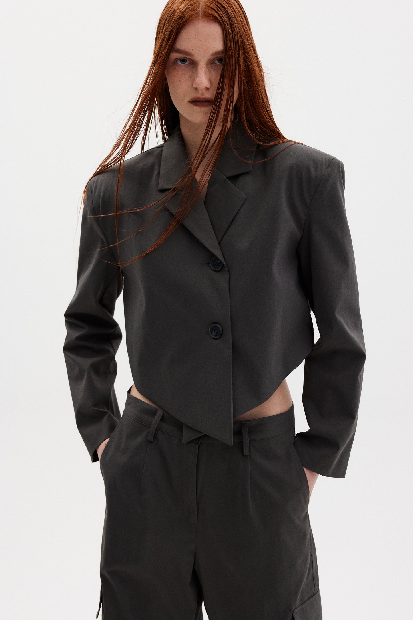 Crossover Suit Blazer, Charcoal