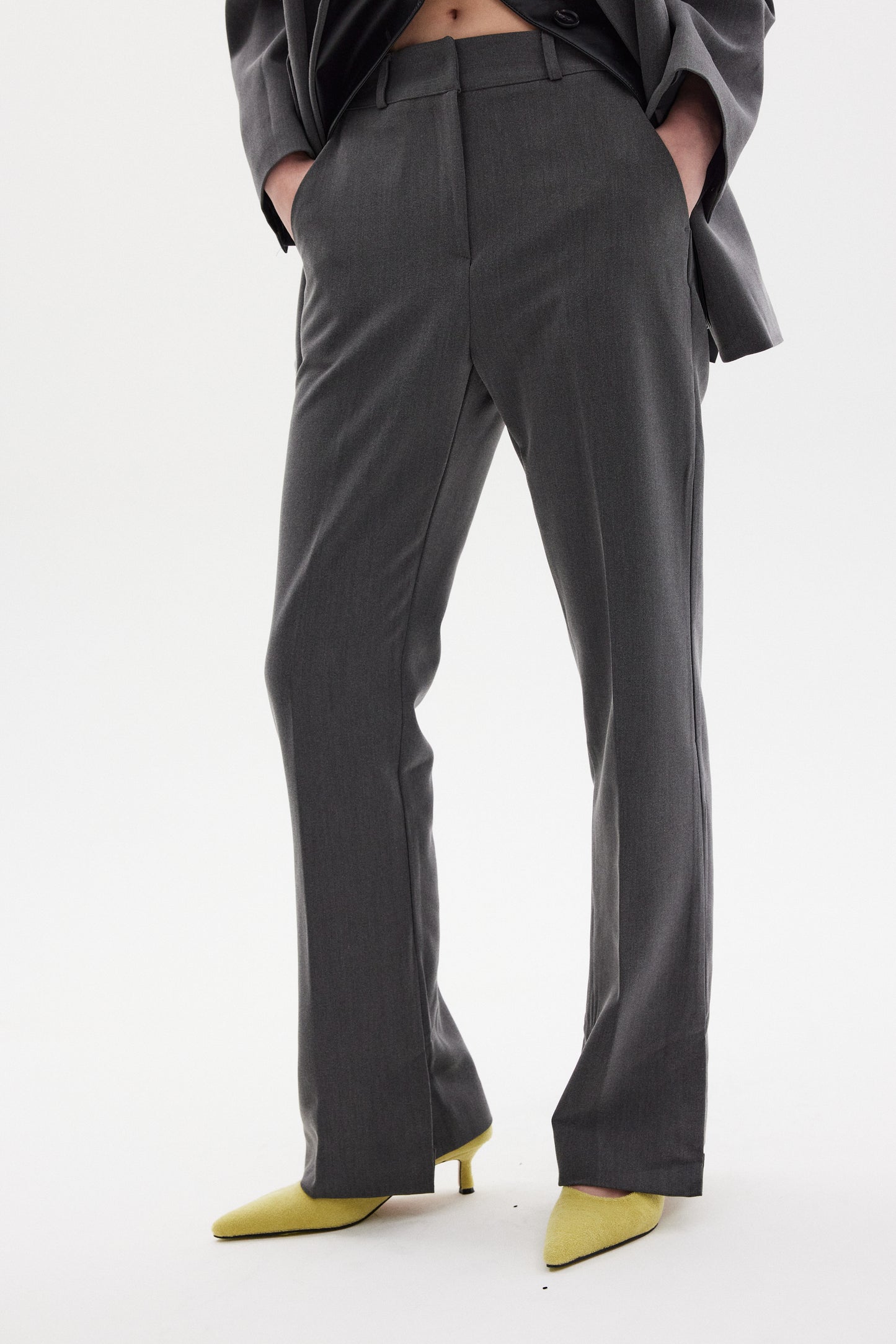 Down Slit Suit Trousers, Anthracite