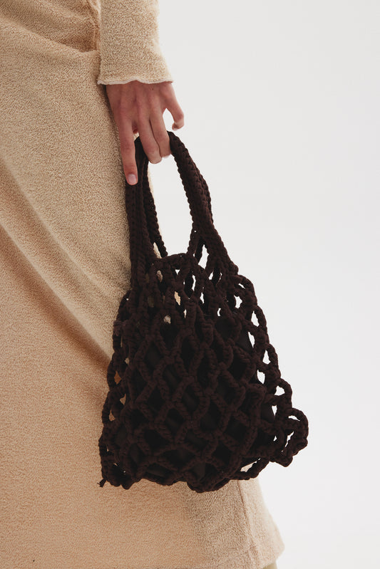 Crochet Net Bag, Dark Chocolate