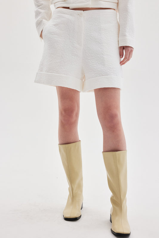 Jacquard Folded Shorts, White