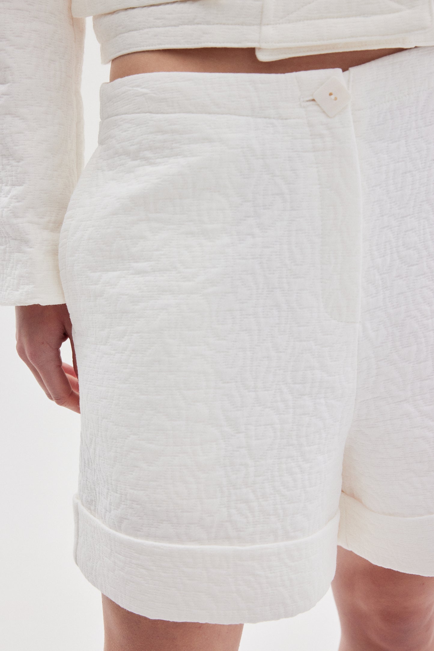 Jacquard Folded Shorts, White