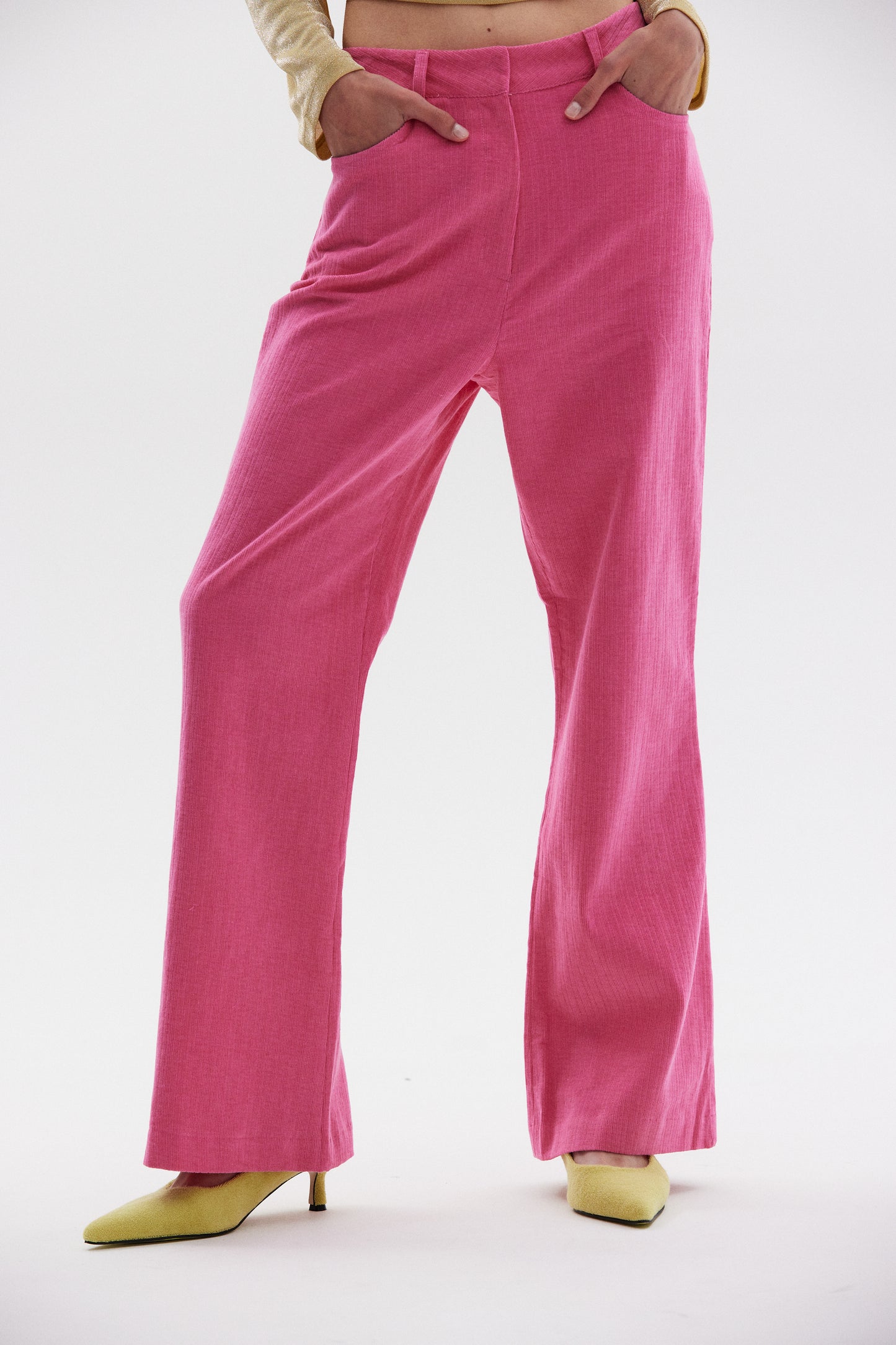 Bootcut Corduroy Pants, Fuchsia Pink