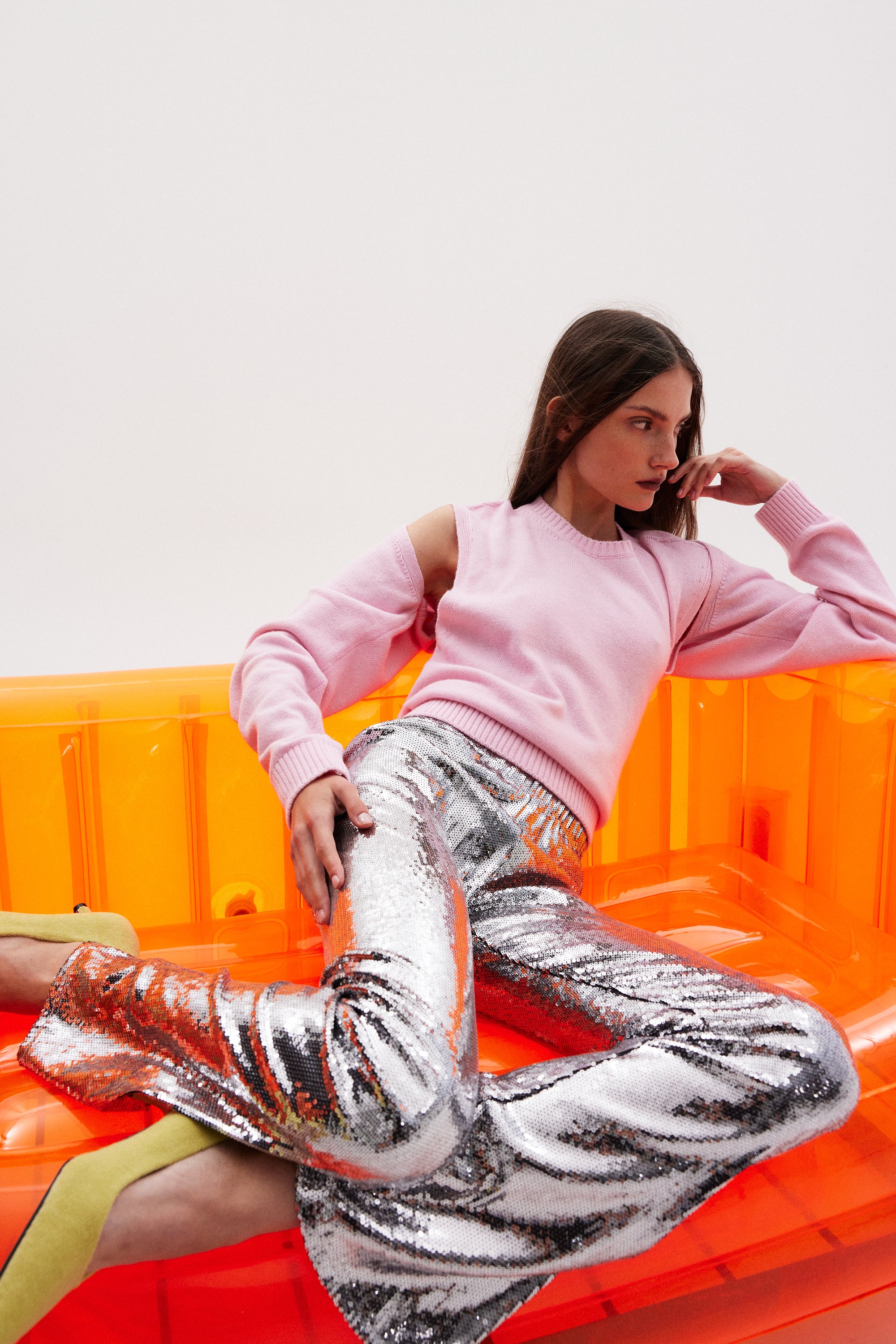 Premium Sequin Feather Trim Flare Pants | Nasty Gal