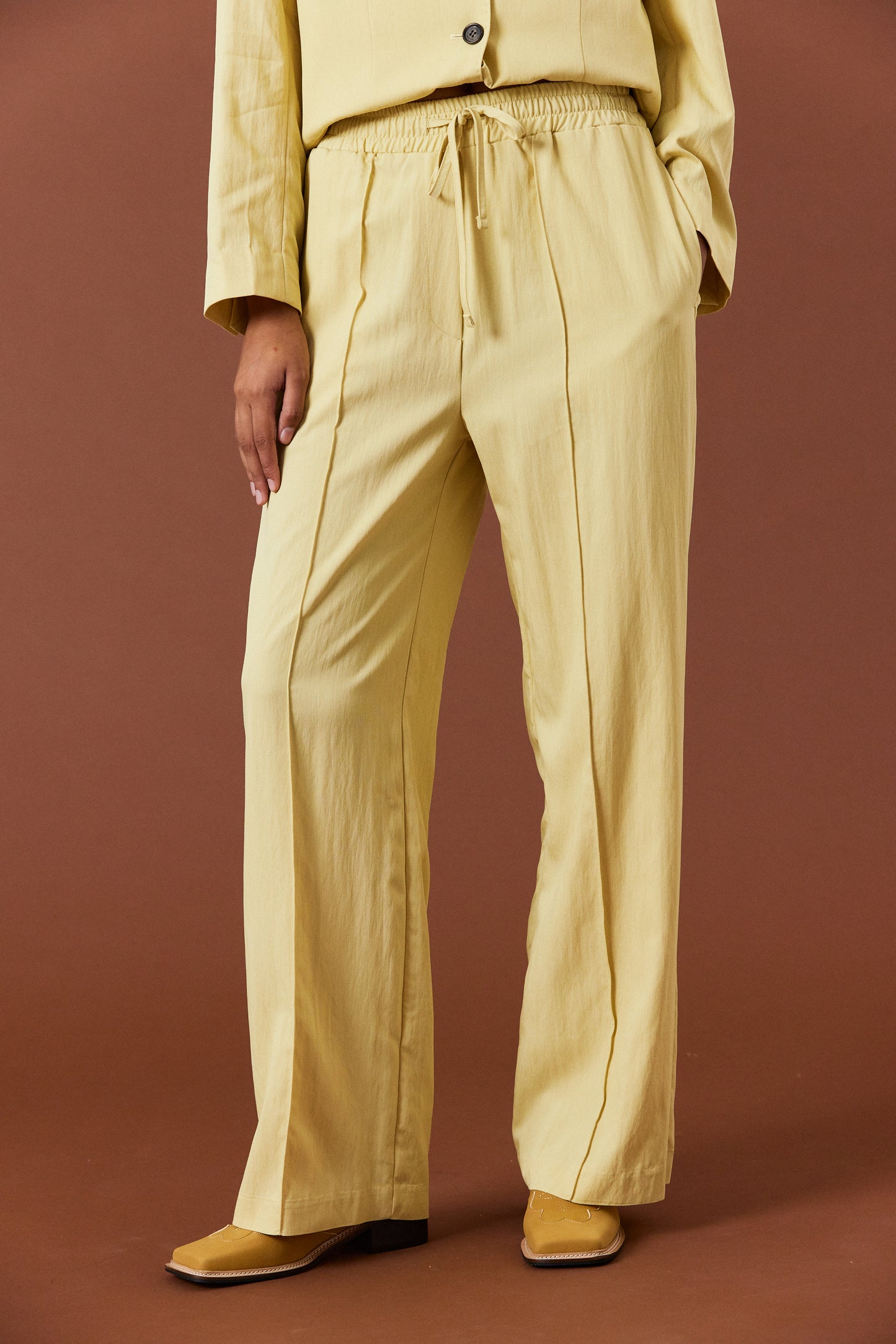 Wide Banded Pants, Butter