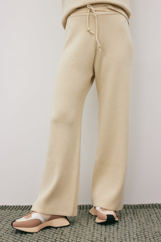 Cashmere Blend Knit Pants, Sand