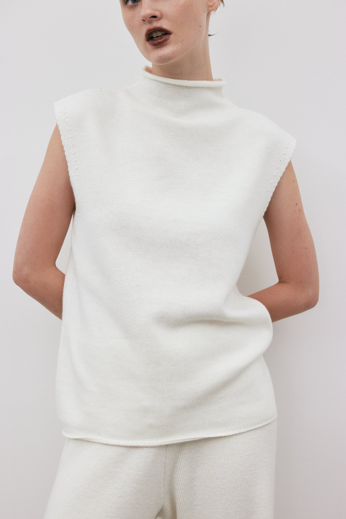Cashmere Blend Knit Turtleneck, Ceramic White