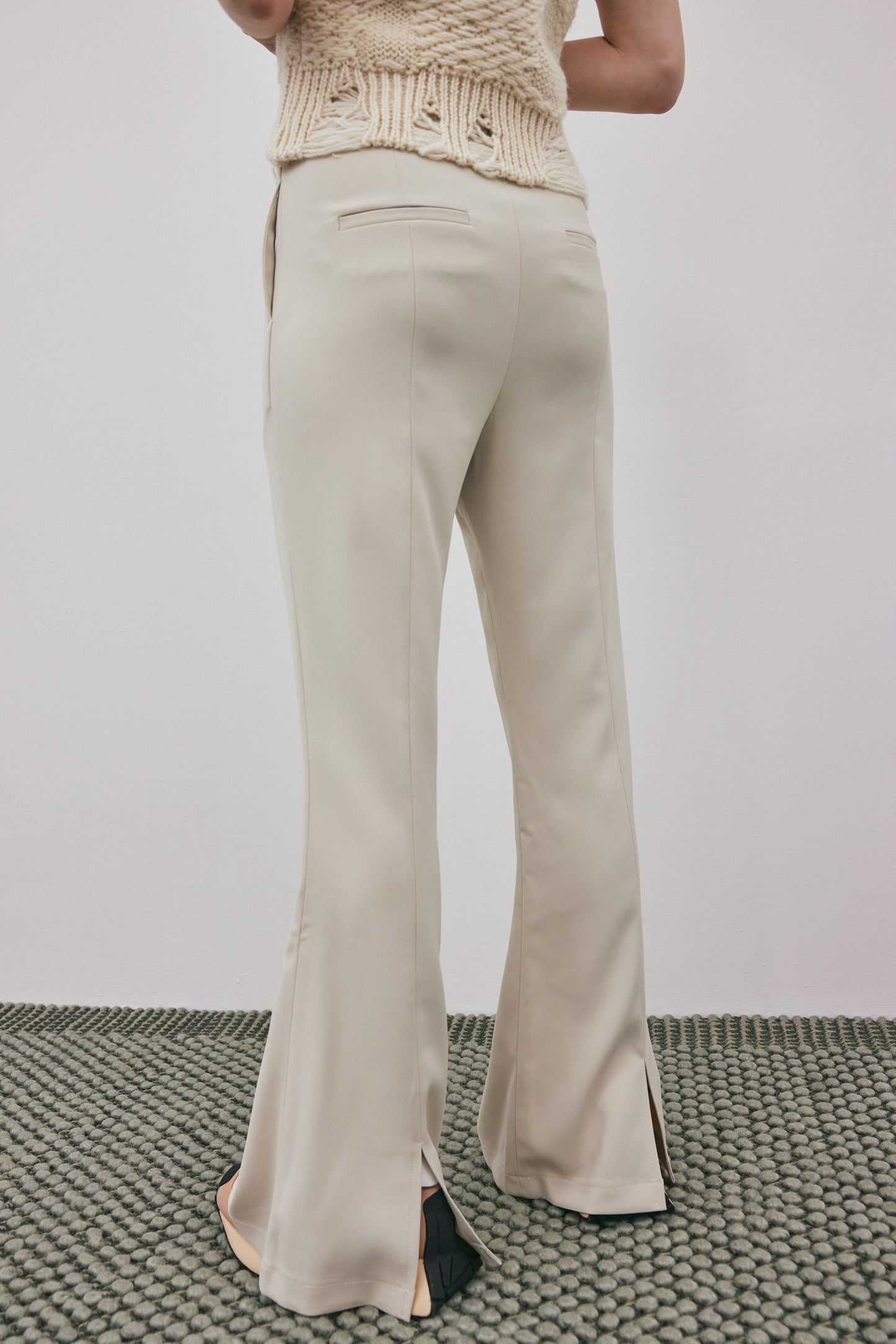 Back Slit Flare Suiting Trousers, Butter
