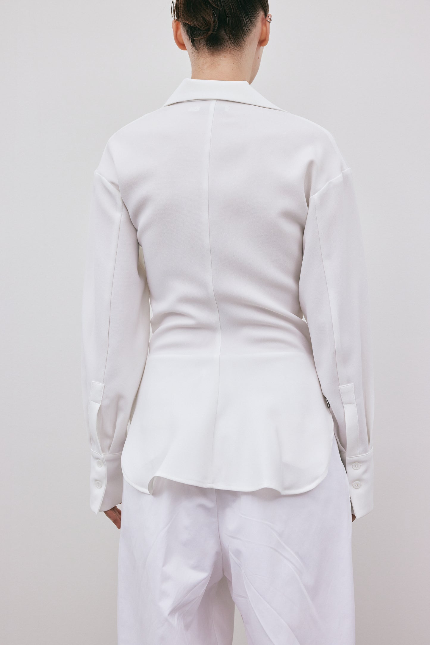 Wide Spread Collar Shirt Blouse, White