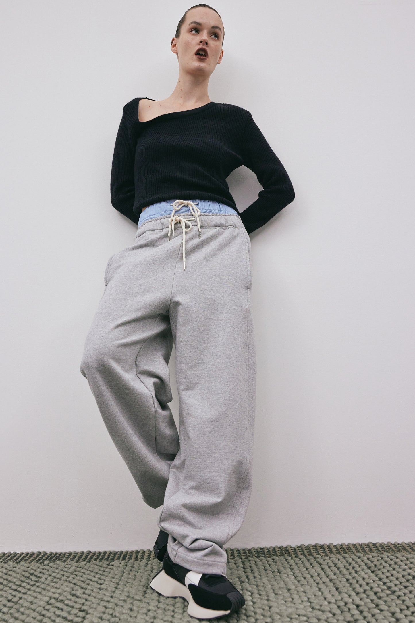 Double Waistband Sweatpants, Blue & Grey – SourceUnknown