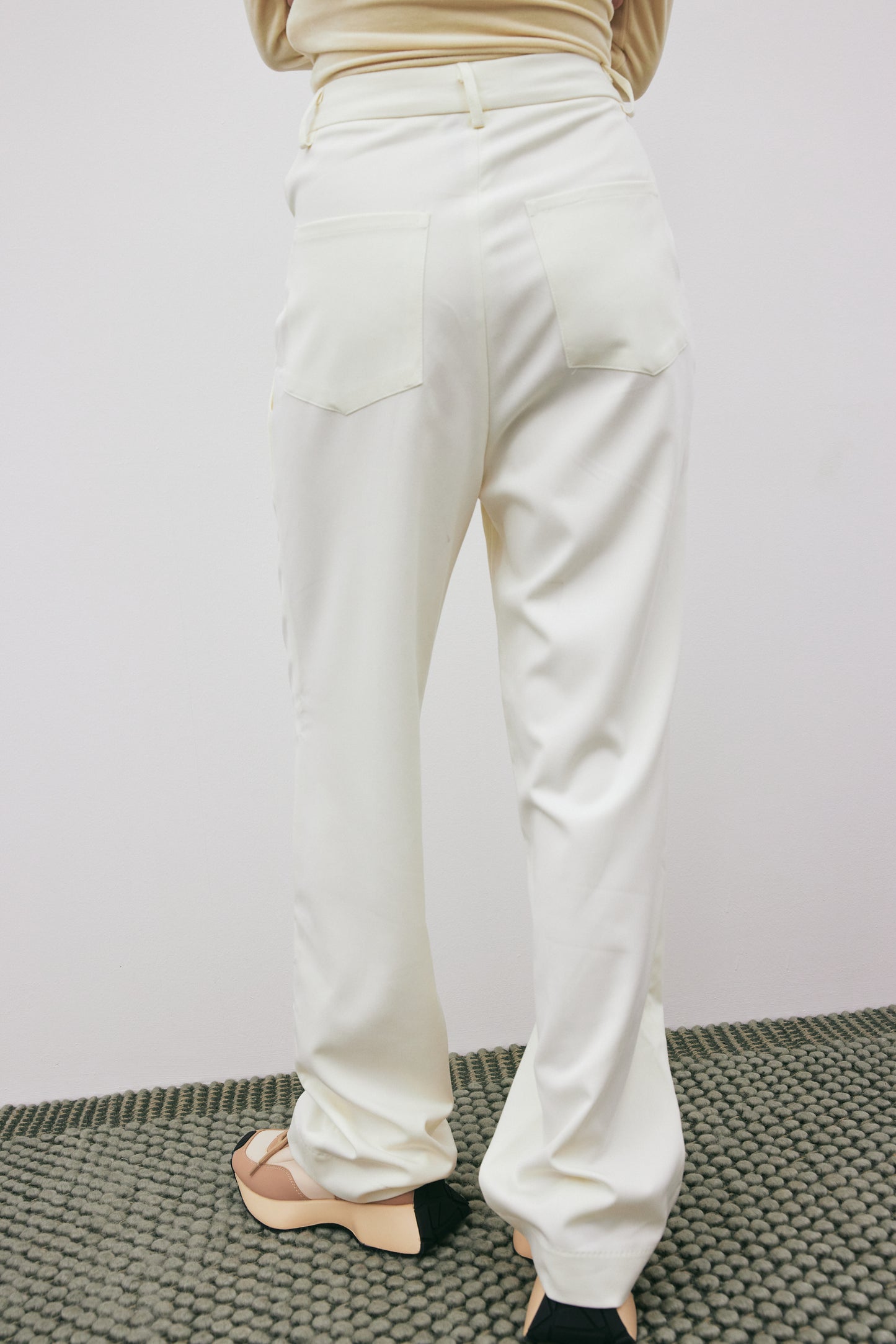 Relaxed Criss Cross Suit Trousers, Vanilla