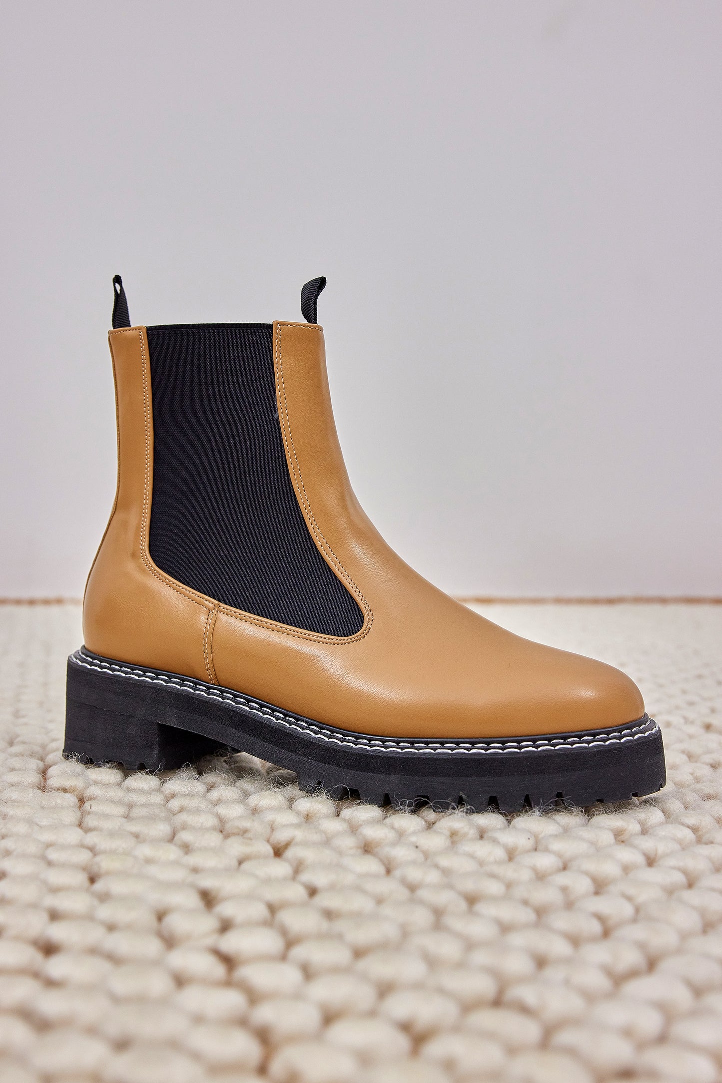 Contrast Stitch Chelsea Boots, Caramel