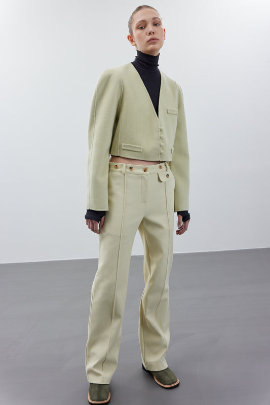 Buttoned Straight Trousers, Melon