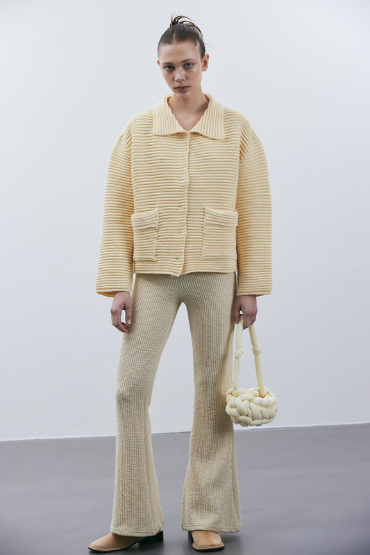 Fine Wool Puffer Jacket, Daffodil