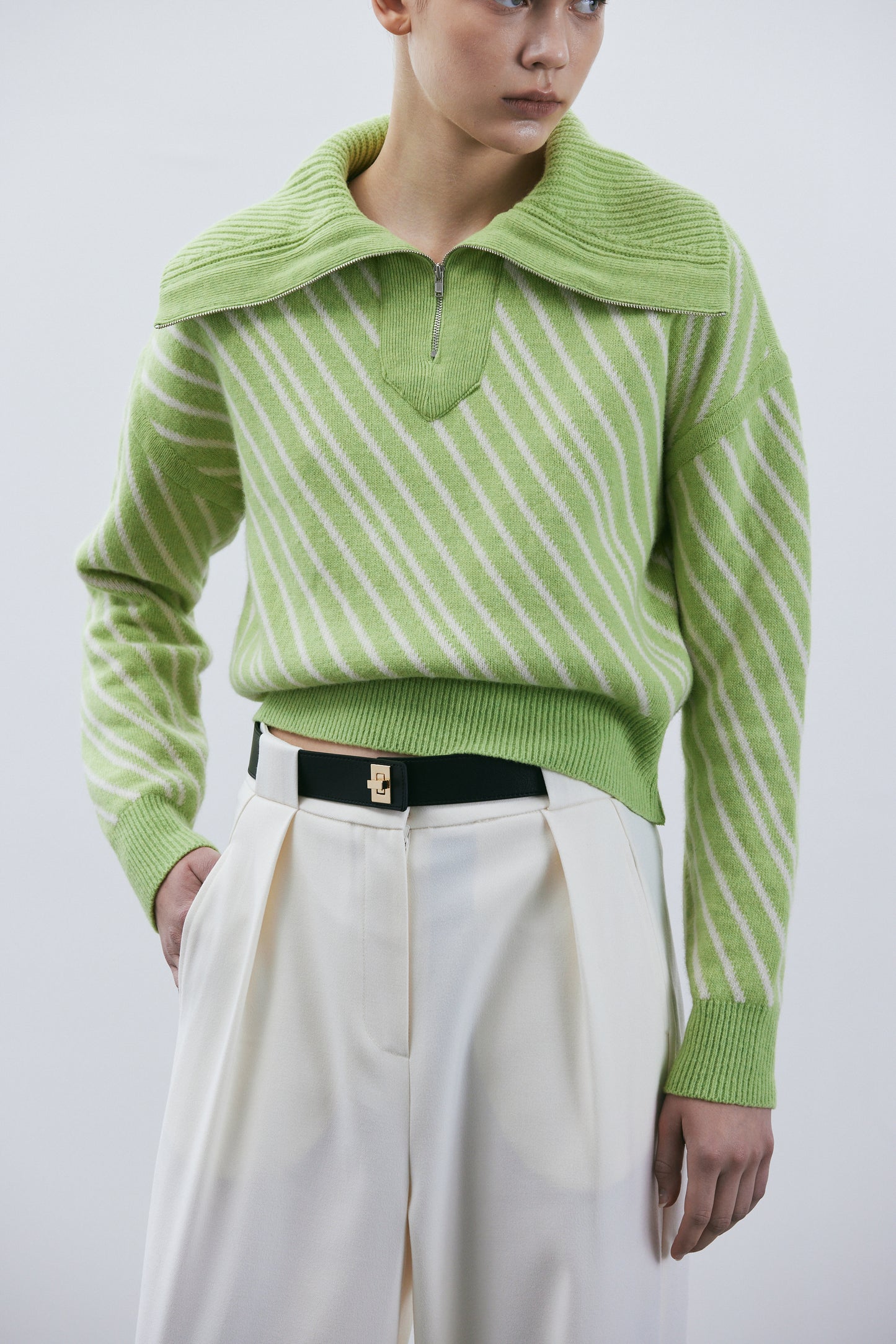 Quarter Zip Sweater, Apple Green