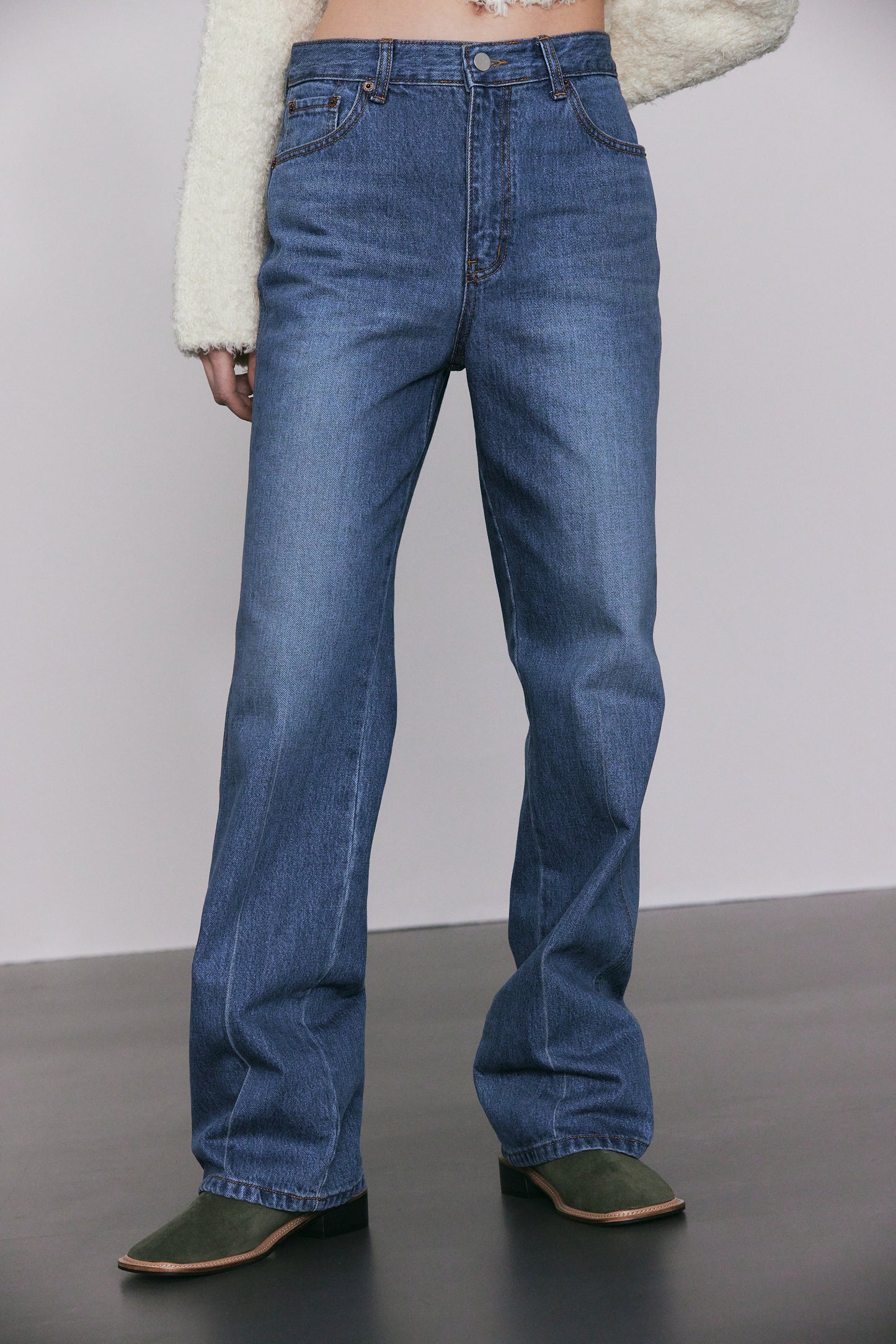 Long Straight Jeans, Blue