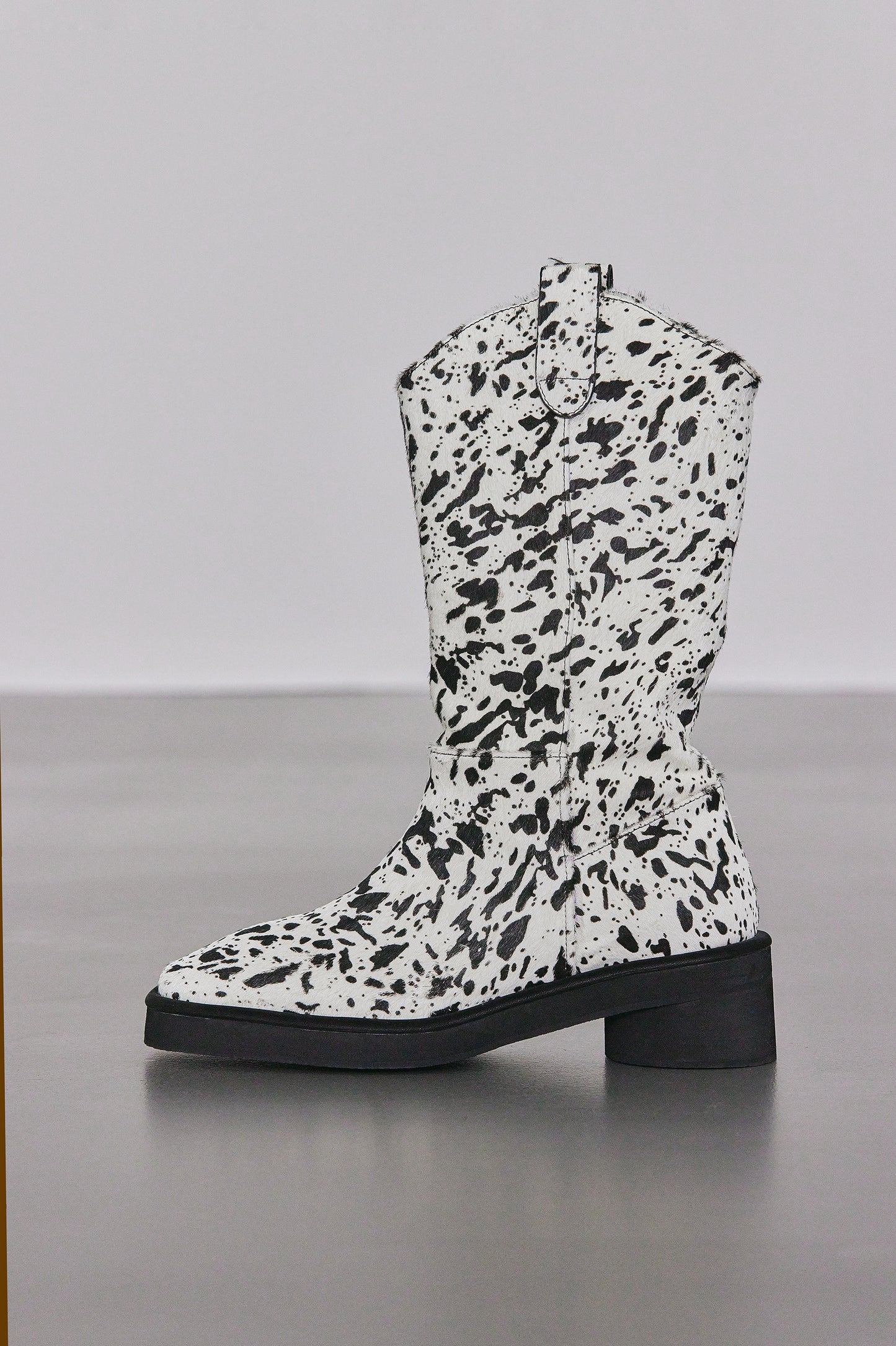 Eco Furskin Cowboy Boots, Dalmatian