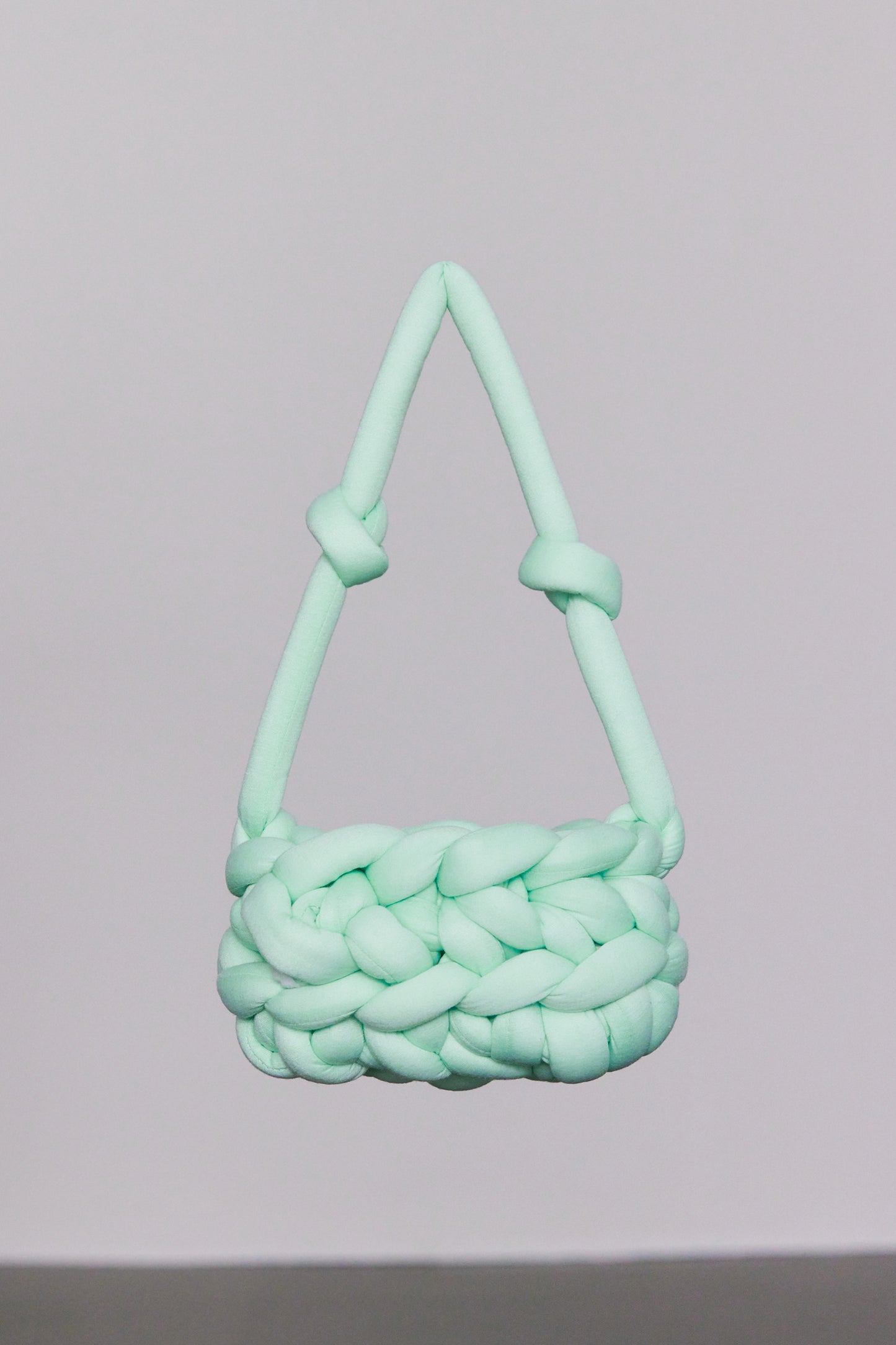 Oval Knitted Basket Bag, Menthe