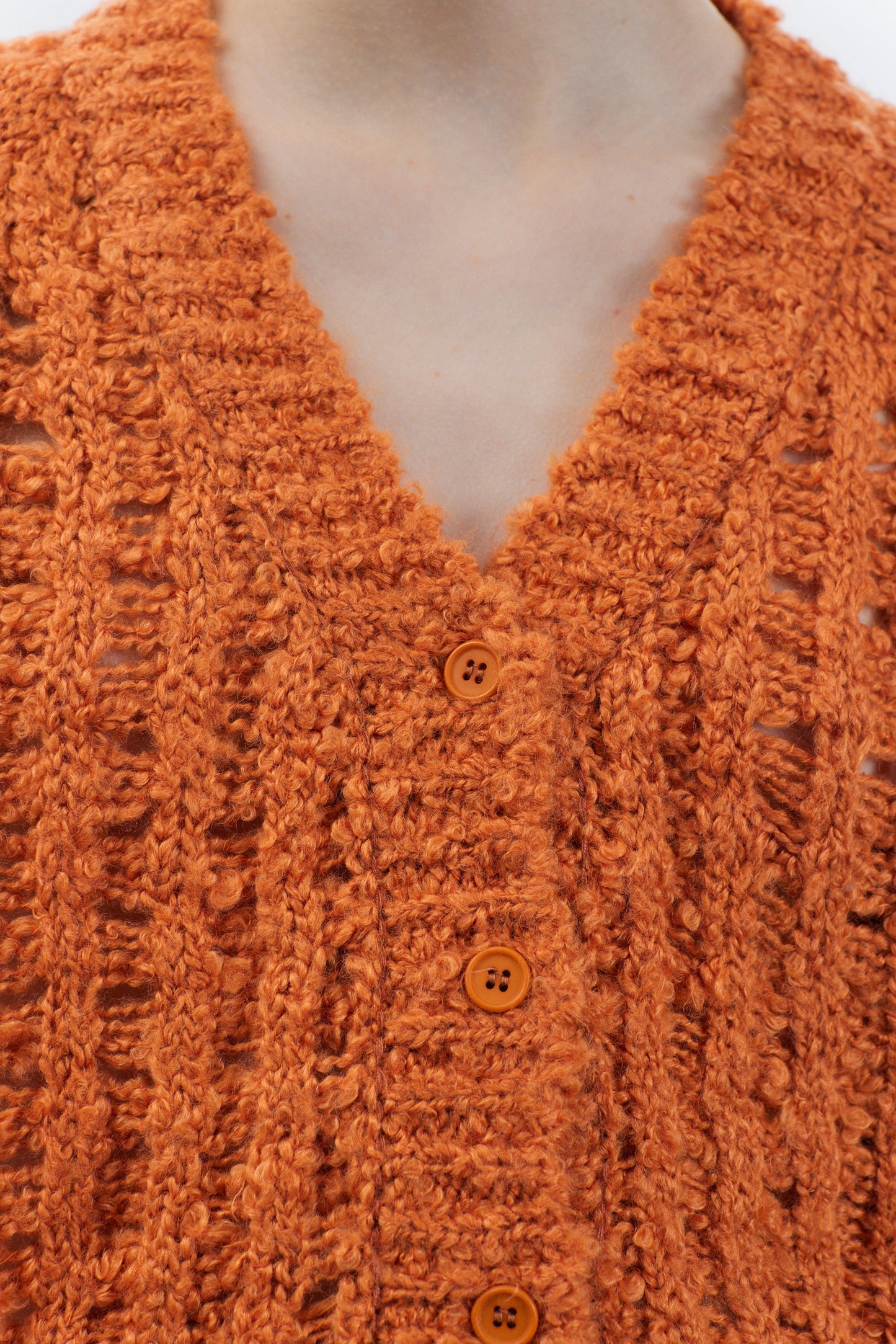Tactile Wool Cardigan, Carrot