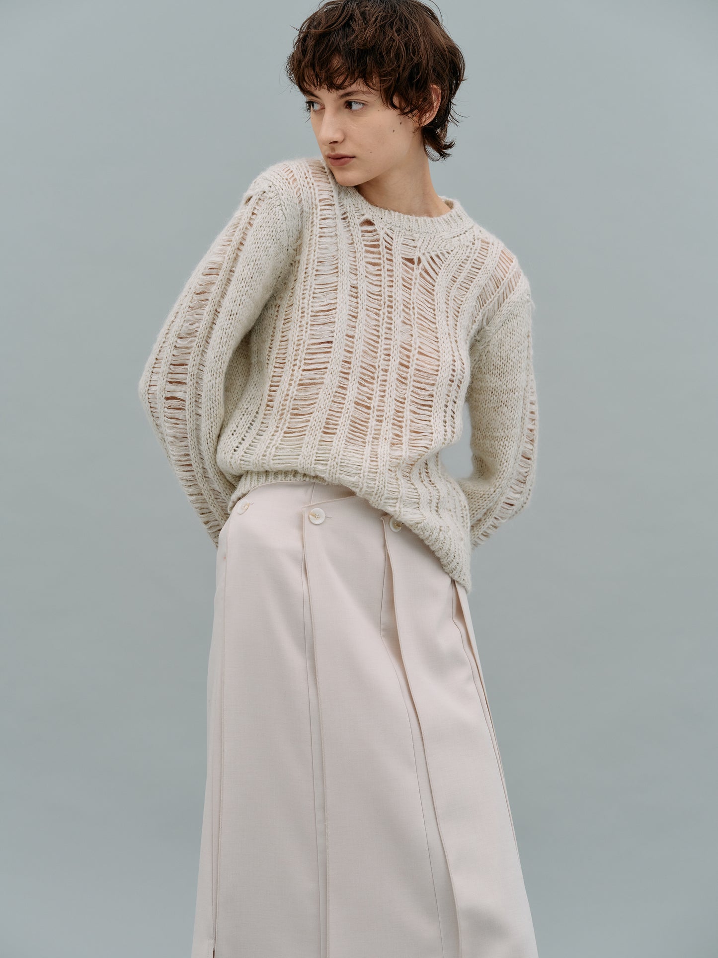 Open Knit Mohair Sweater, Birch
